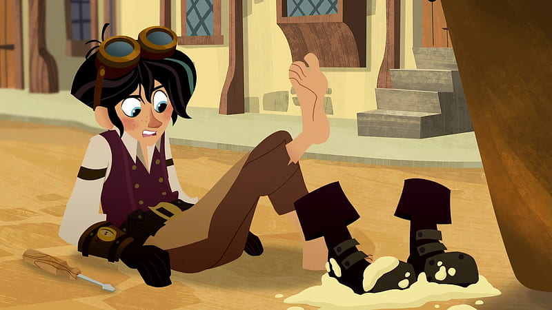 TV Show, Tangled: The Series, Barefoot, Blue Eyes, Boots, Boy, Feet, Goggles, Tangled, Two-Toned Hair, Varian (Tangled), HD wallpaper