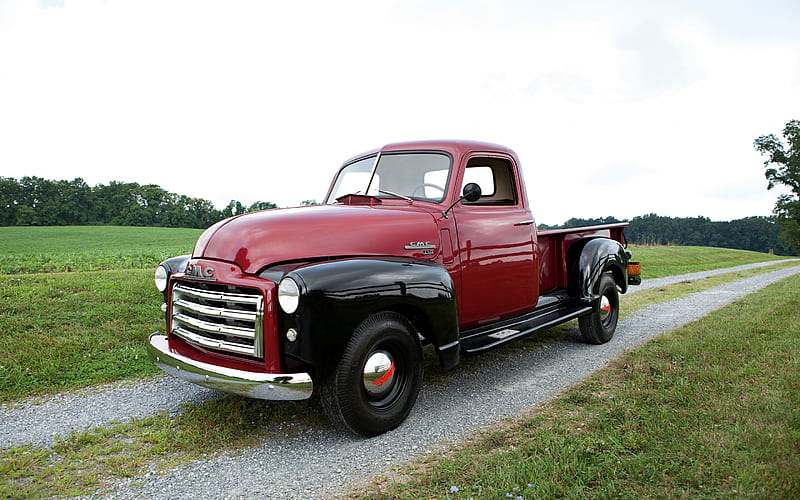 GMC 150, 1949, retro pickup truck, american vintage cars, red black GMC 150, american retro cars, GMC, HD wallpaper