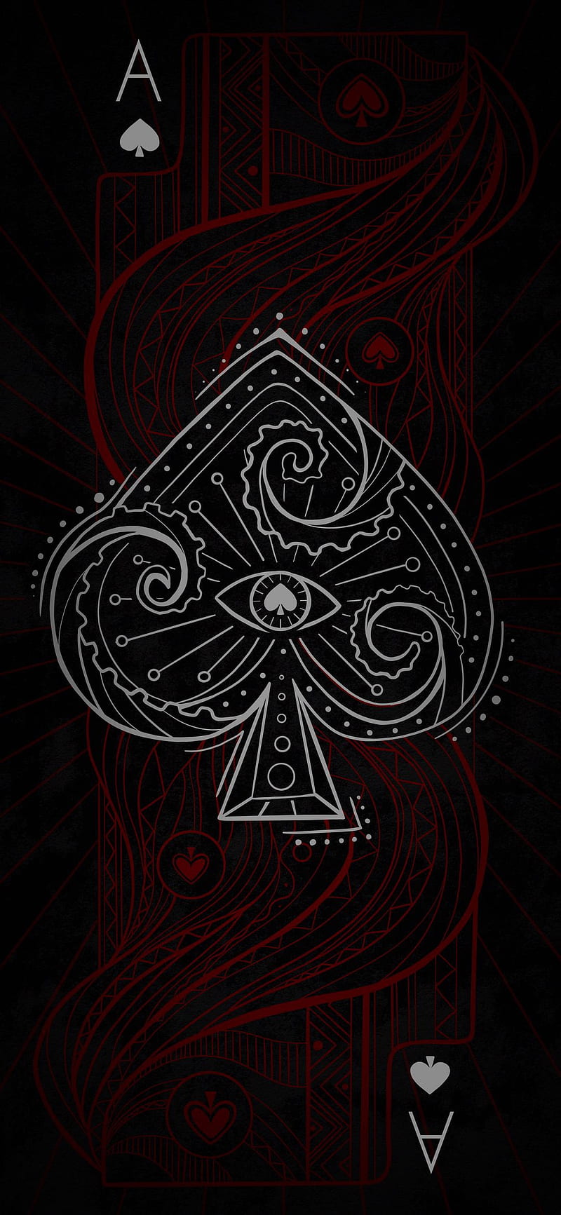 Spades, cards black, desenho, red, HD phone wallpaper