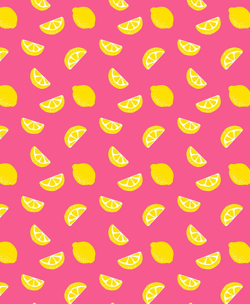 Limones, yellow, fruta, limon, patrones, pink, HD phone wallpaper