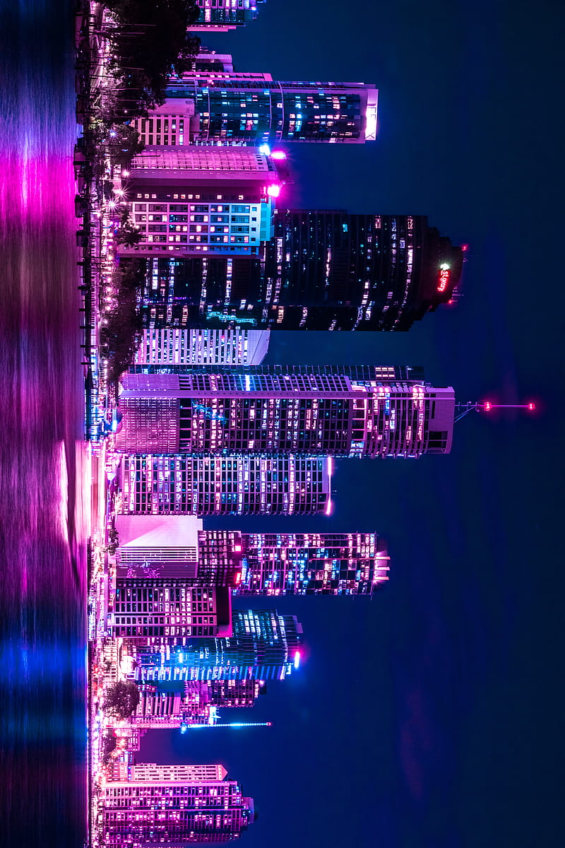 Cyber City, brisbane, color, cyberpunk, future, lights, night, tron, urban, HD phone wallpaper