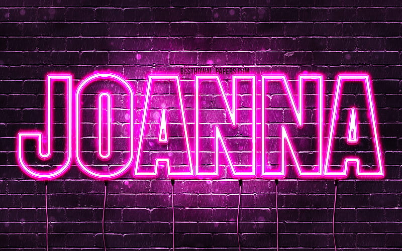 Joanna with names, female names, Joanna name, purple neon lights, horizontal text, with Joanna name, HD wallpaper