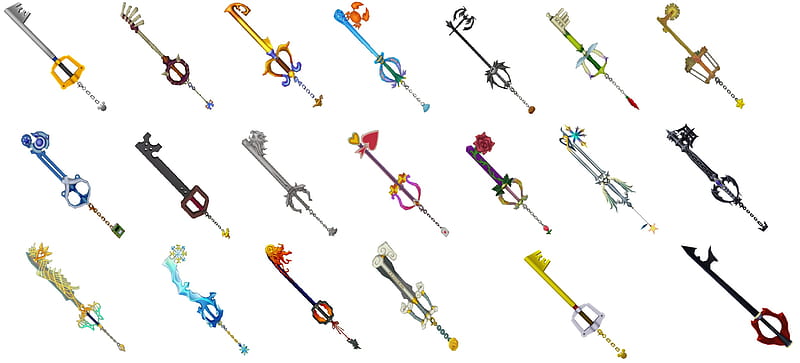 1 Keyblade Many Keychains, sora, 1, kingdom hearts, keyblade, HD wallpaper