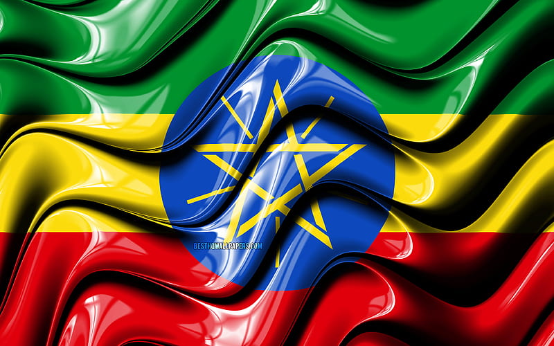 Ethiopian flag Africa, national symbols, Flag of Ethiopia, 3D art, Ethiopia, African countries, Ethiopia 3D flag, HD wallpaper