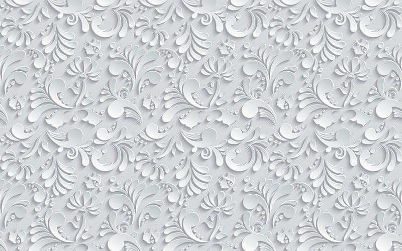 Texture, pattern, flower, gris, paper, white, HD wallpaper