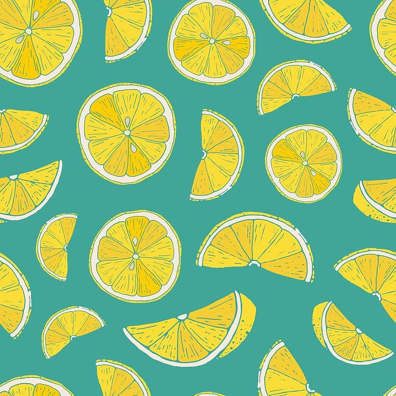 Canvas print Lemon vector seamless pattern drawing. Summer citrus fruit  print