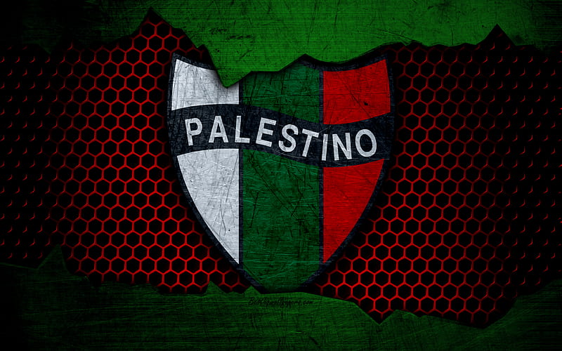 Palestino logo, Chilean Primera Division, soccer, football club, Chile, grunge, metal texture, Palestino FC, HD wallpaper