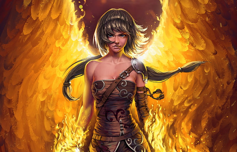 Sorceress On Flames, HD wallpaper