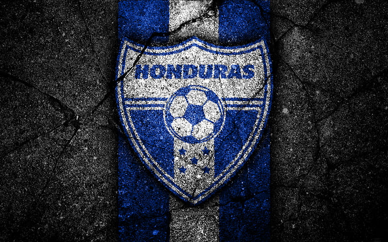 Honduras national football team emblem, CONCACAF, grunge, North America, asphalt texture, soccer, Honduras, logo, North American national teams, black stone, Honduran football team, HD wallpaper