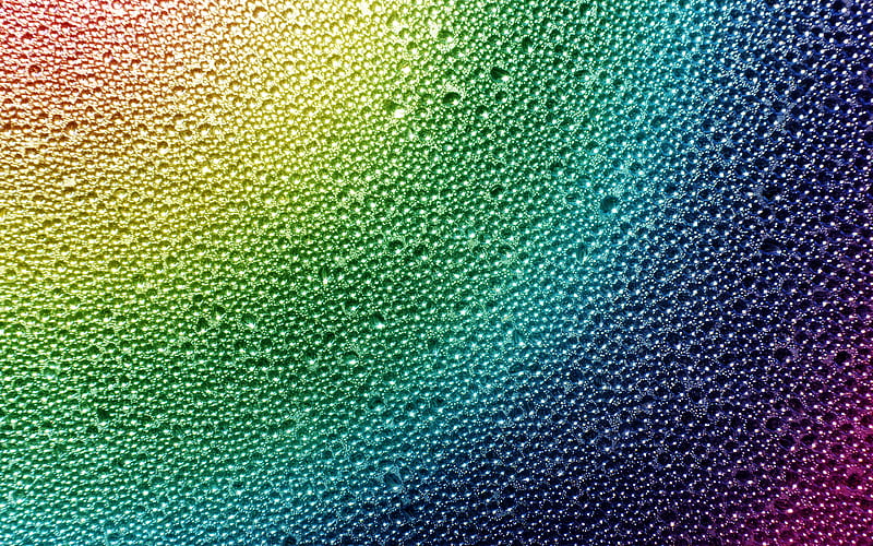 water drops texture rainbow, water drops, water backgrounds, drops texture, water, rainbow background, HD wallpaper