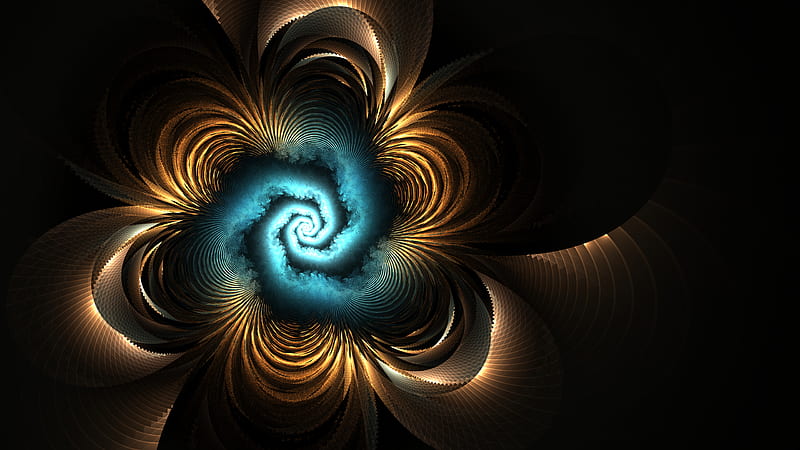fractal, spiral, glow, abstraction, twisted, HD wallpaper