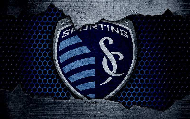 Sporting Kansas City logo, MLS, soccer, Western Conference, football club, USA, grunge, metal texture, Sporting Kansas City FC, HD wallpaper