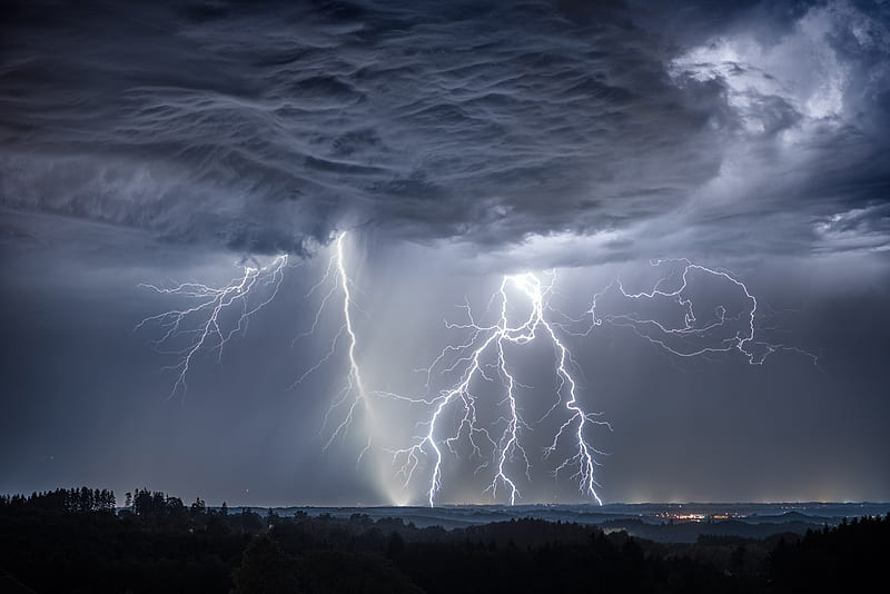 Thunder, lights, nature, storm, storms, thunderstorm, HD wallpaper