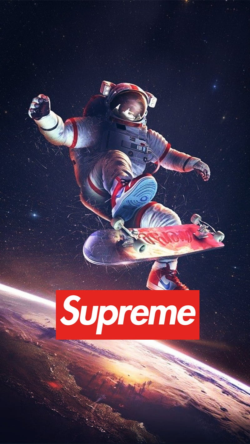 Supreme, astronaut, , skate, space, HD phone wallpaper
