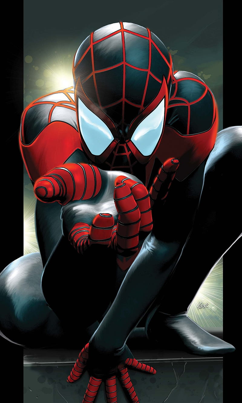 spiderman, black spiderman hero, marvel, spidy, superhero, HD phone wallpaper