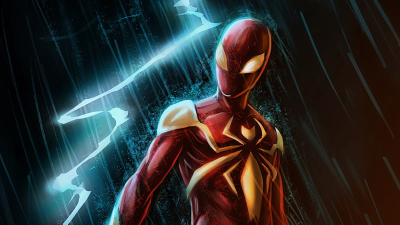 Red Gold Spiderman Suit, spiderman, superheroes, artist, artwork, digital-art, artstation, HD wallpaper
