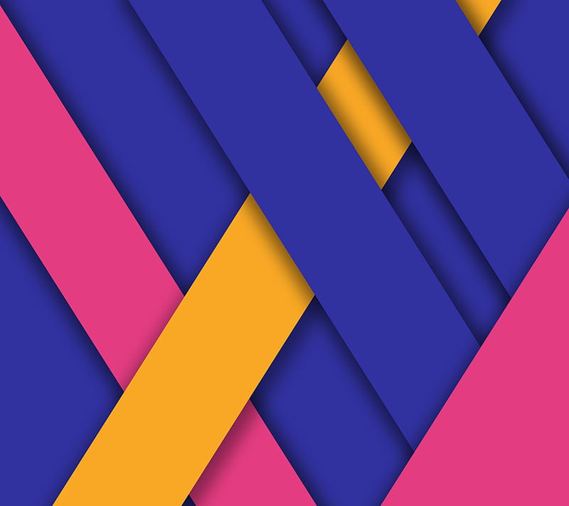Material Design, abstract, blue, color, flat, pink, shapes, yellow, HD wallpaper