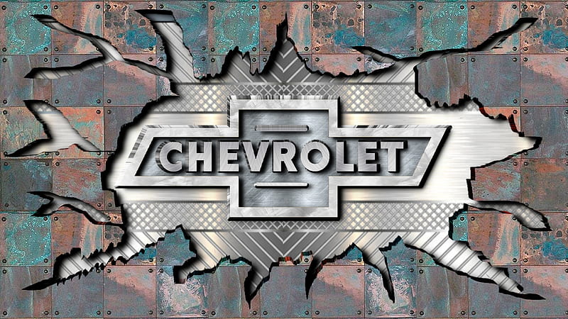Chevy cracked Steel, Chevrolet logo, Chevrolet, Chevrolet logo , Chevrolet logo Background, Antique Chevrolet emblem, Chevrolet Car emblem, HD wallpaper