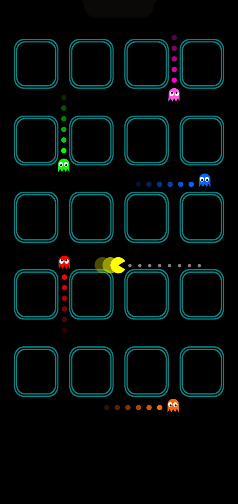 OnePlus Pacman, arcade, colors, game, ghosts, icons, notch, HD phone wallpaper