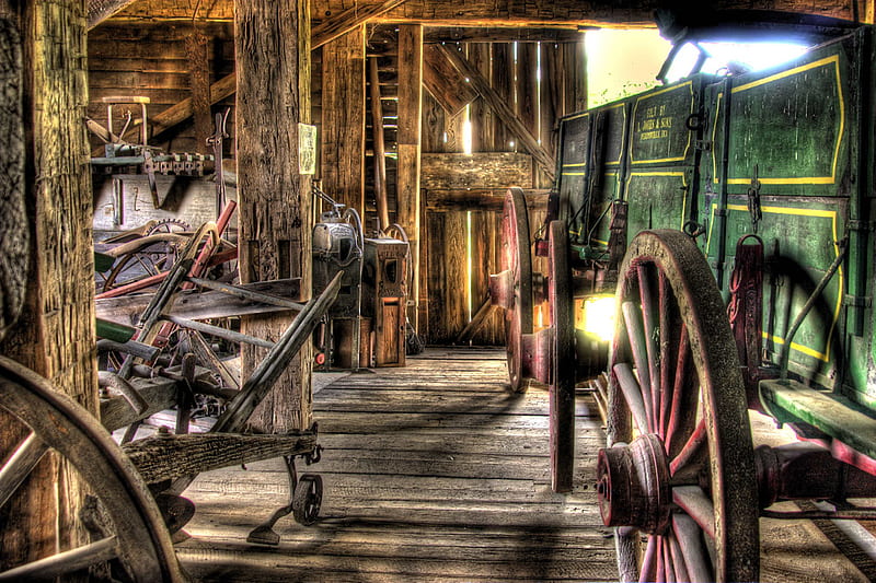 Tools of the Trade (3), homestead, grinder, shed, old, weight, wheels, barn, spokes, implement, farmstead, harness, hopper, wood, balance, plow, barrel, weigh, carriage, antique, scale, wagon, storage, tools, HD wallpaper