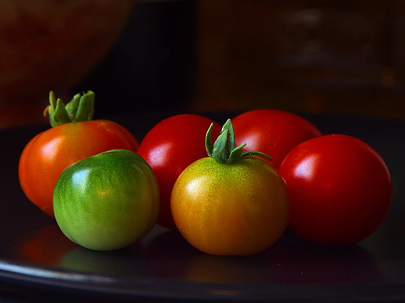 Vegetables, red, still life, tomato, black, abstract, other, HD wallpaper