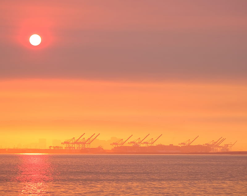 San Francisco Bay Orange Sunrise Ultra, Nature, Sun & Sky, Sunrise, Ocean, View, Orange, California, baybridge, sanfrancisco, sanfranciscobay, HD wallpaper
