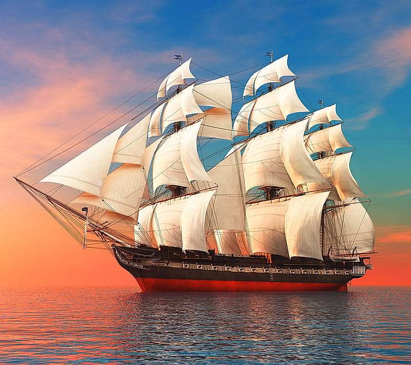 Sailing Ship, sea, HD wallpaper