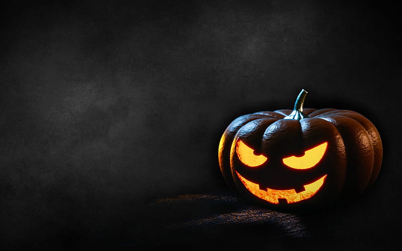 Halloween, 3d, pumpkin, night, October 31, black background, HD wallpaper