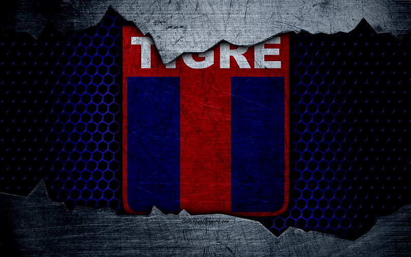 Tigre Superliga, logo, grunge, Argentina, CA Tigre, soccer, football club, metal texture, art, Tigre FC, HD wallpaper