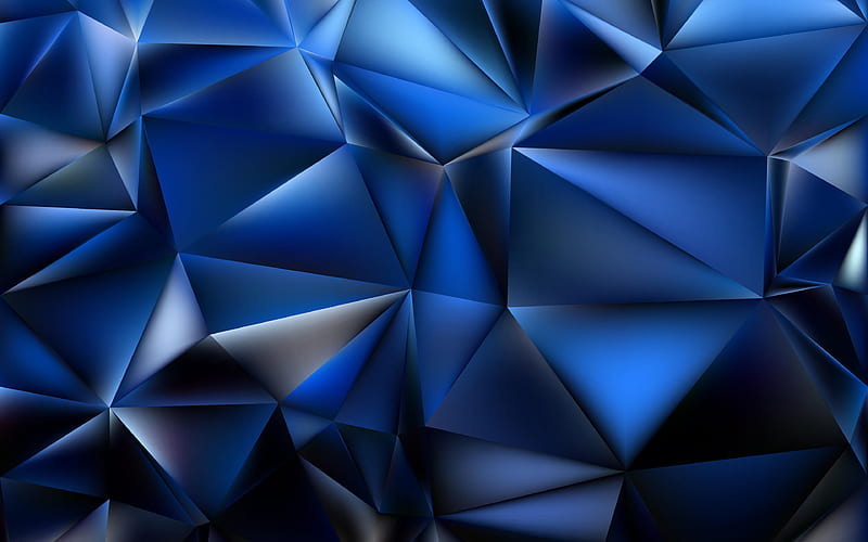 polygons, triangles geometric shapes, geometry, blue background, HD wallpaper