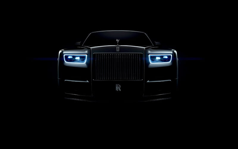darkness, Rolls-Royce Phantom, 2018 cars, headlights, Rolls-Royce, HD wallpaper