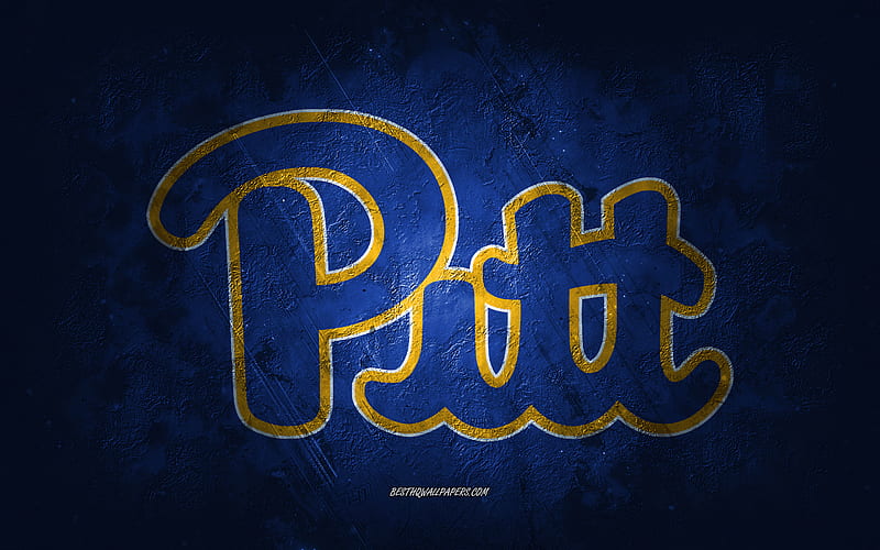 Pittsburgh Panthers, American football team, blue background, Pittsburgh Panthers logo, grunge art, NCAA, American football, USA, Pittsburgh Panthers emblem, HD wallpaper