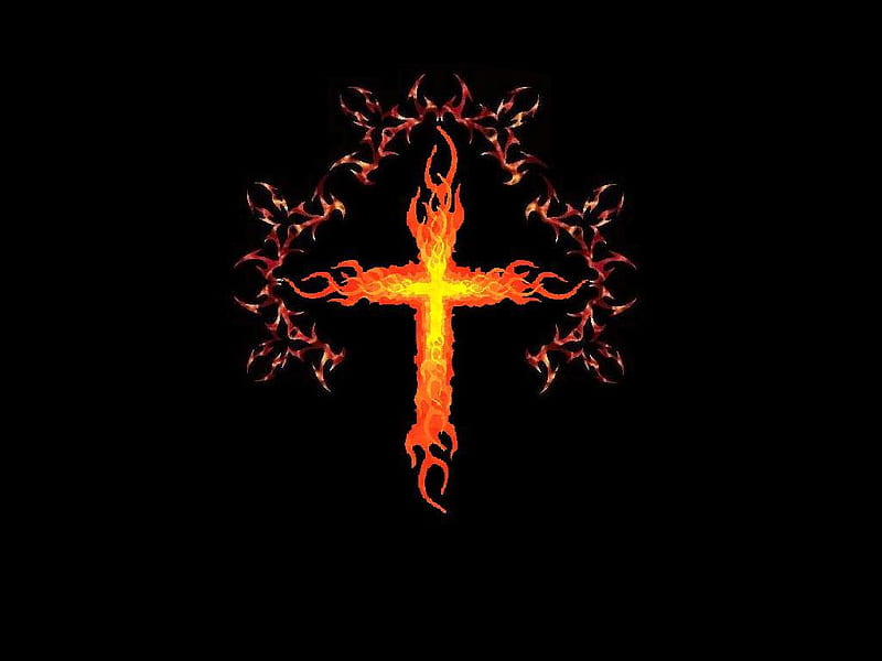 J'S FLAMING CROSSES, cross, flames, 22657, HD wallpaper | Peakpx