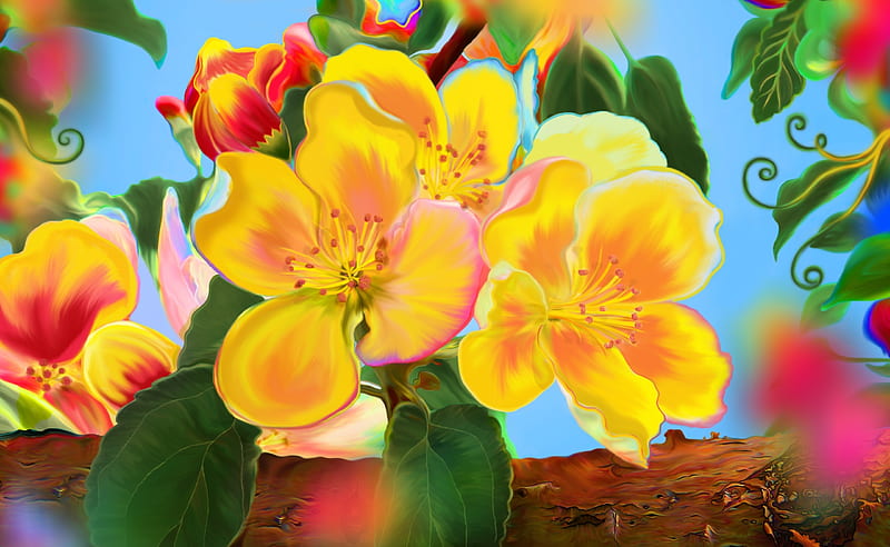 Spring Blossom Painting Ultra, Artistic, Drawings, Colorful, Spring, Flowers, Colors, Colourful, Artwork, Branch, Easter, Blossom, Painting, Springtime, HD wallpaper