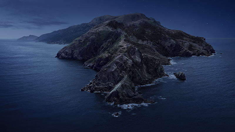 macOS Catalina, night, mountains, WWDC 2019, HD wallpaper