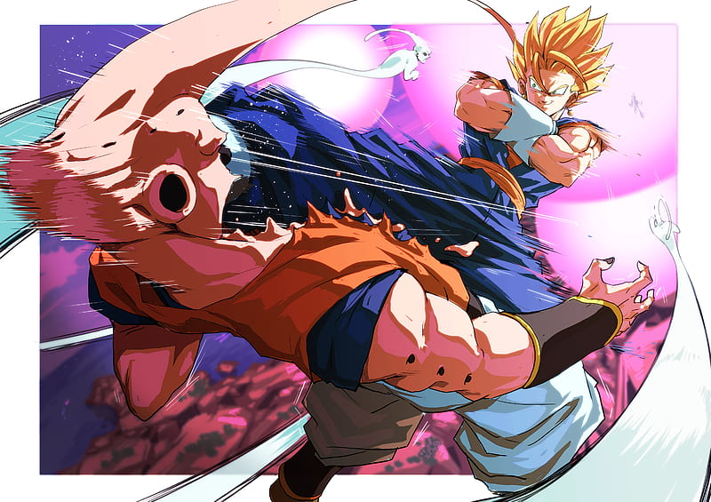 Dragon Ball, Dragon Ball Z, Majin Buu , Vegito (Dragon Ball) , Super Saiyan, HD wallpaper