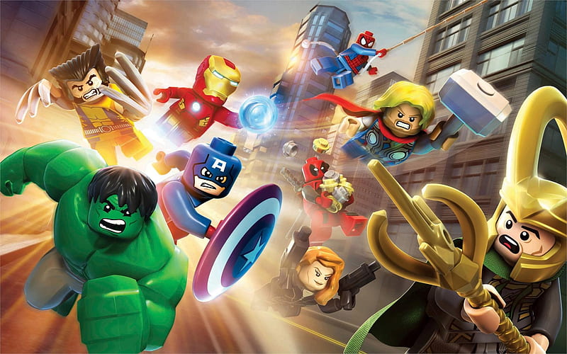 Lego Superheroes, lego, super-heroes, cartoons, HD wallpaper