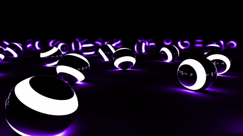 Black Purple White 3D Balls Abstract, HD wallpaper