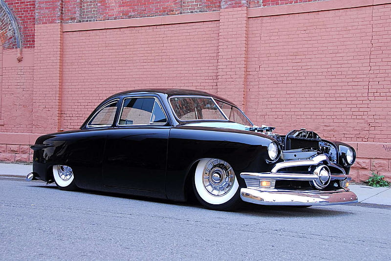 1950-Ford-Coupe-Custom, Classic, Black, Whitewalls, 1950, HD wallpaper
