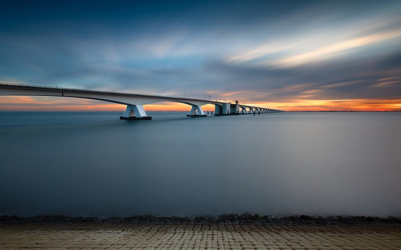 Bridges, Bridge, Netherlands, Zeeland Bridge, HD wallpaper