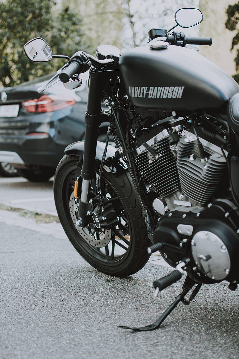 harley-davidson, motorcycle, bike, black, side view, HD phone wallpaper