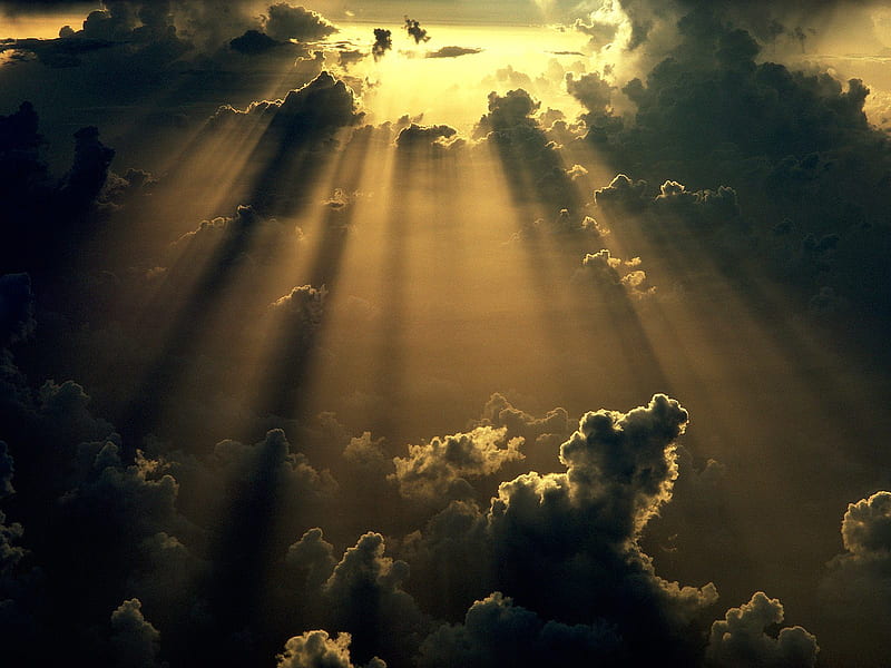 the sun's rays, heaven, sky, rays, clouds, HD wallpaper