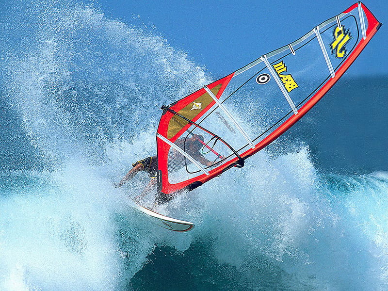 Splash!!!!, windsurfing, water, surfing, ocean, HD wallpaper