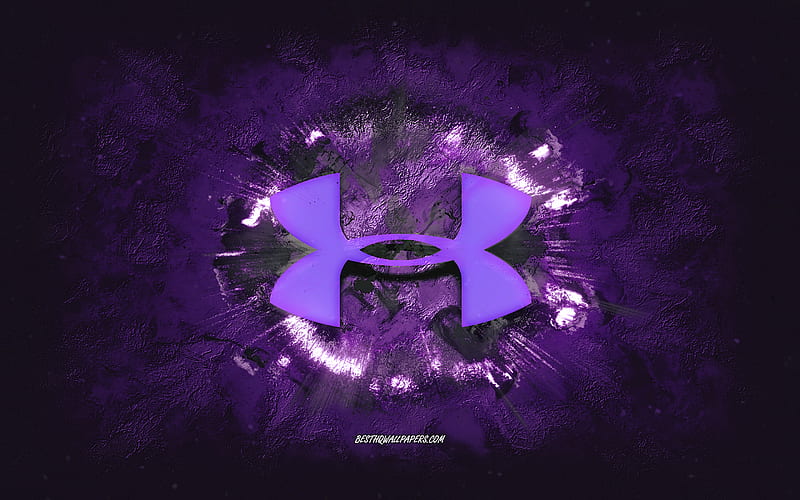 Under Armor logo, grunge art, purple stone background, Under Armor purple logo, Under Armor, creative art, purple Under Armor grunge logo, HD wallpaper