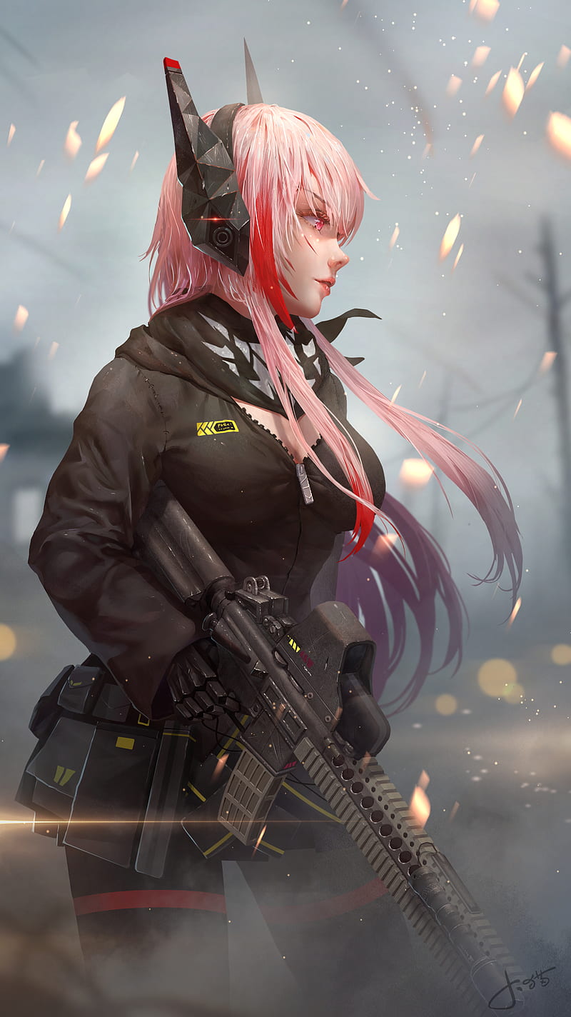 anime girls, weapon, girls with guns, Girls Frontline, M4 SOPMOD II (Girls Frontline), Jay Xu, HD phone wallpaper