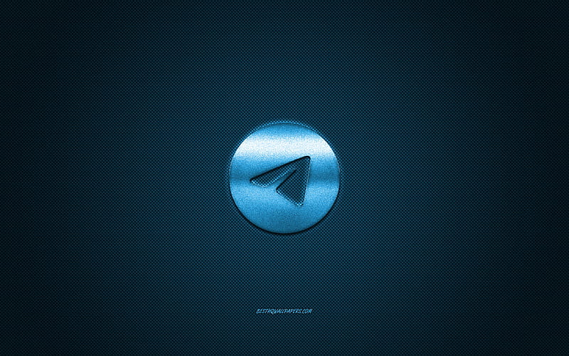 Telegram, social media, Telegram blue logo, blue carbon fiber background, Telegram logo, Telegram emblem, HD wallpaper