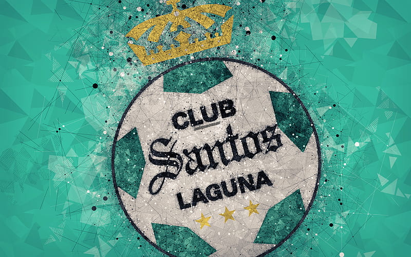 Club Santos Laguna geometric art, logo, Mexican football club, green abstract background, Primera Division, Torreon, Mexico, football, Liga MX, HD wallpaper
