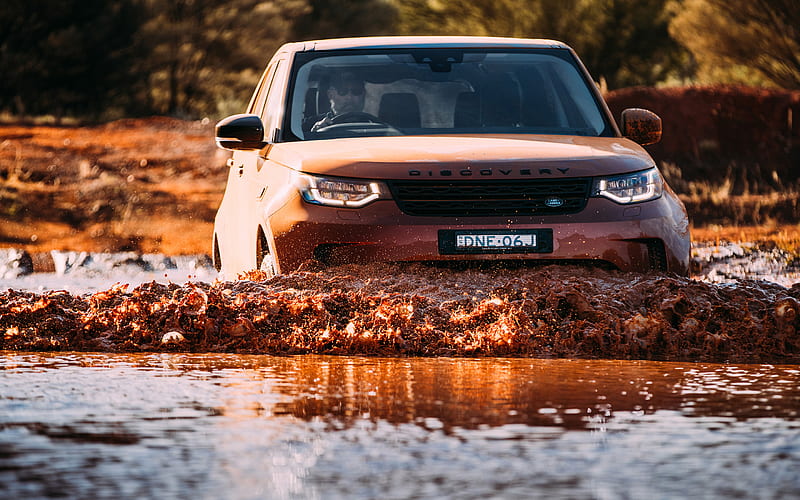 Land Rover Discovery Sport, offroad, 2017 cars, mud, new Discovery Sport, river, Land Rover, HD wallpaper