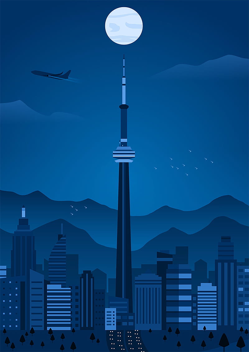 city, tower, night, art, HD phone wallpaper