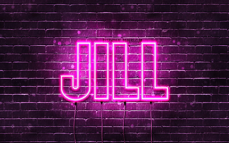 Jill with names, female names, Jill name, purple neon lights, Happy Birtay Jill, popular dutch female names, with Jill name, HD wallpaper